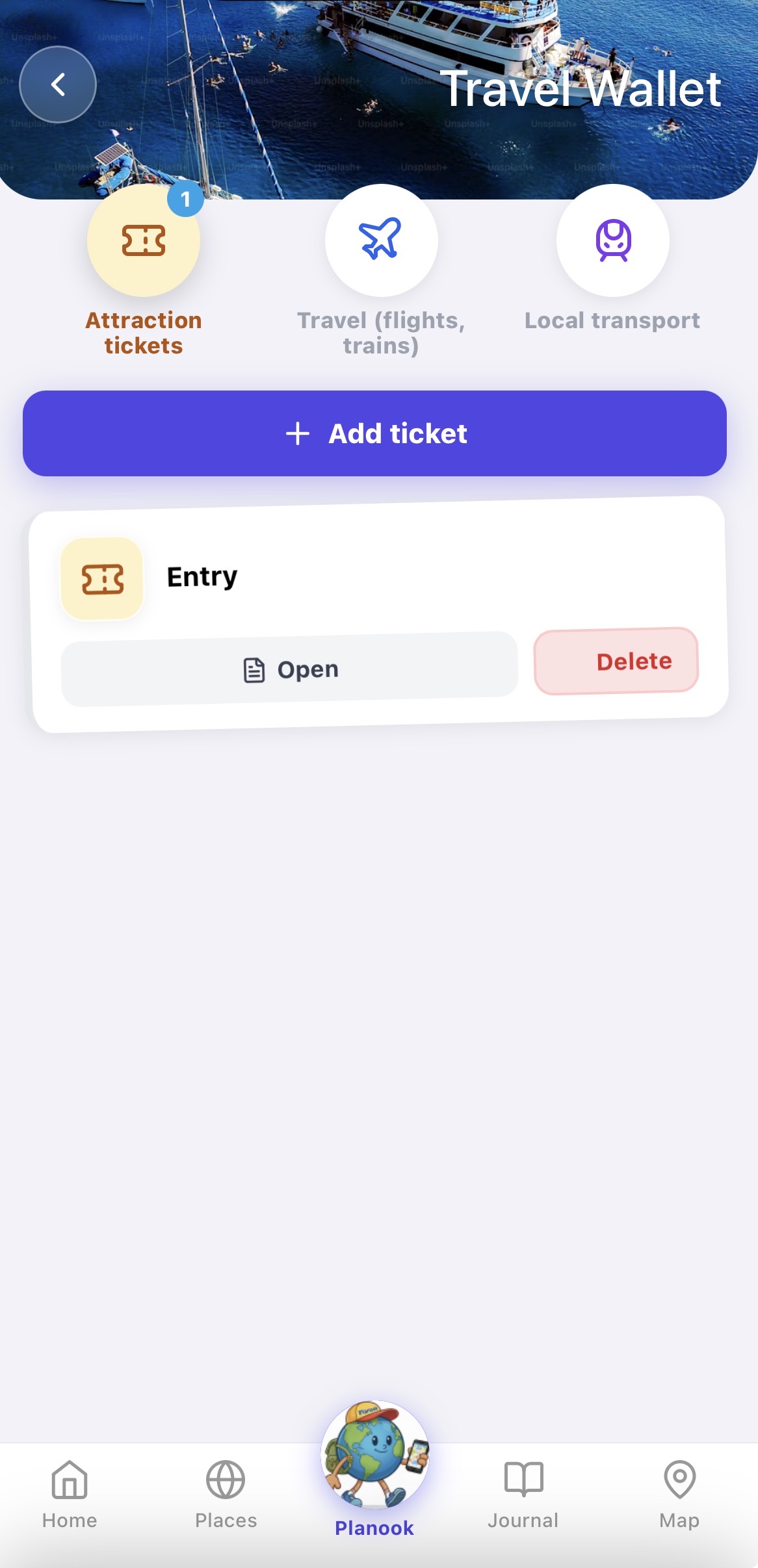 Travel Wallet — attraction tickets, flights and local transport passes in one place